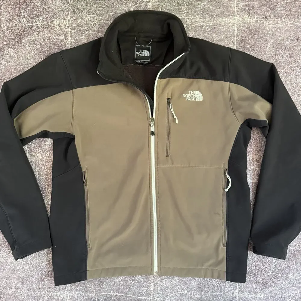 Men's The North Face Apex Soft Shell Brown Beams Color Block Zip Up Jacket Sz M